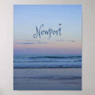 Newport Beach California Ocean Sunrise Blue Poster