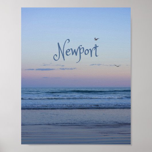 Newport Beach California Ocean Sunrise Blue Poster (Voorkant)