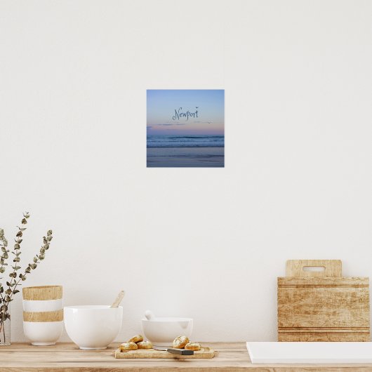 Newport Beach California Ocean Sunrise Blue Poster (Keuken)