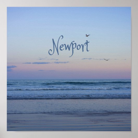 Newport Beach California Ocean Sunrise Blue Poster (Voorkant)
