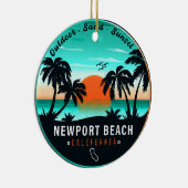 Newport Beach California Retro Sunset Souvenir 80s Keramisch Ornament (Rechts)