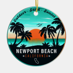 Newport Beach California Retro Sunset Souvenir 80s Keramisch Ornament