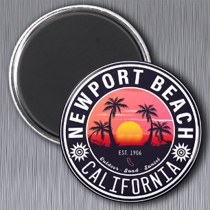 Newport Beach California Retro Sunset Souvenir 80s Magneet