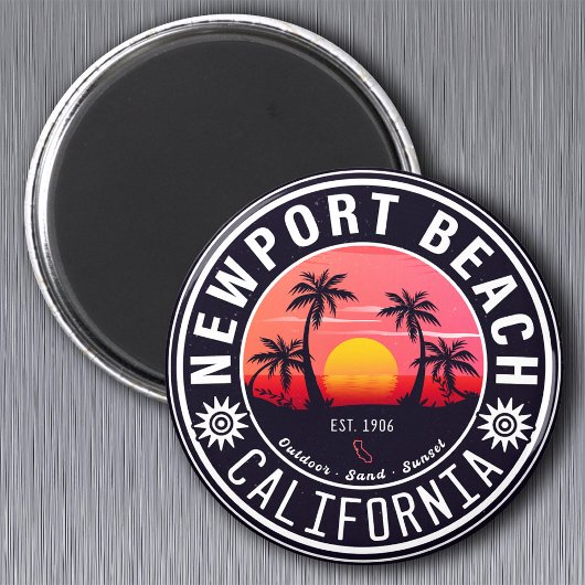 Newport Beach California Retro Sunset Souvenir 80s Magneet