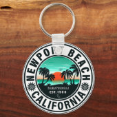Newport Beach California Retro Sunset Souvenir 80s Sleutelhanger (Achterkant)