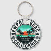Newport Beach California Retro Sunset Souvenir 80s Sleutelhanger (Achterkant)