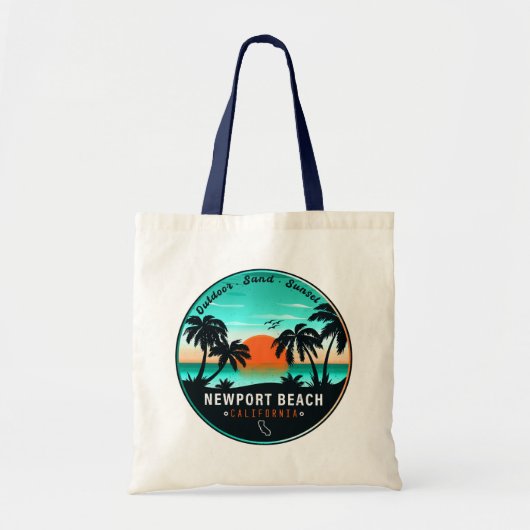 Newport Beach California Retro Sunset Souvenir 80s Tote Bag (Voorkant)
