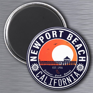 Newport Beach California Retro Sunset Vakantie 80s Magneet