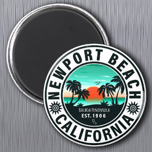 Newport Beach California Retro Sunset Vakantie 80s Magneet