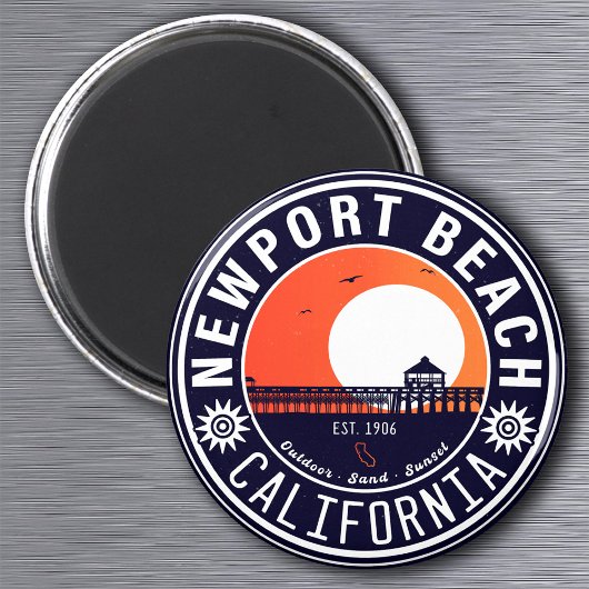 Newport Beach California Retro Sunset Vakantie 80s Magneet
