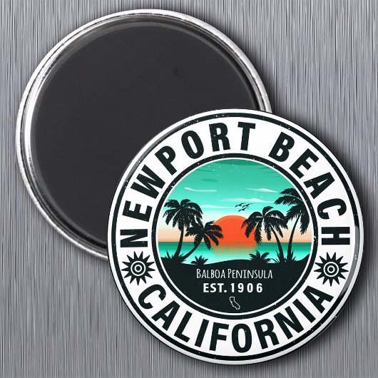 Newport Beach California Retro Sunset Vakantie 80s Magneet