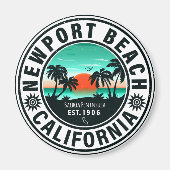 Newport Beach California Retro Sunset Vakantie 80s Magneet (Voorkant)