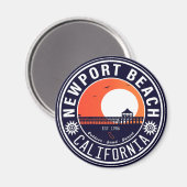 Newport Beach California Retro Sunset Vakantie 80s Magneet (Voorkant / Achterkant)