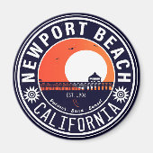 Newport Beach California Retro Sunset Vakantie 80s Magneet (Voorkant)