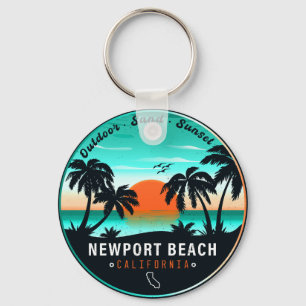 Newport Beach California Retro Sunset Vakantie 80s Sleutelhanger