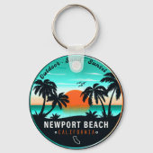 Newport Beach California Retro Sunset Vakantie 80s Sleutelhanger (Achterkant)