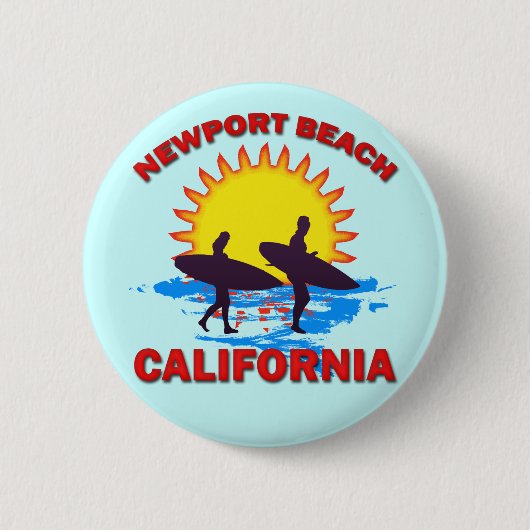 NEWPORT BEACH CALIFORNIA RONDE BUTTON 5,7 CM (Voorkant)