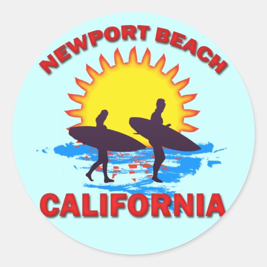 NEWPORT BEACH CALIFORNIA RONDE STICKER (Voorkant)