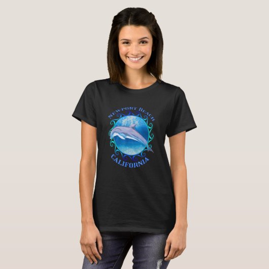 Newport Beach California Vacation Souvenir Dolphin T-shirt (Voorkant volledig)