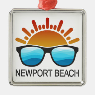 Newport Beach California Zonnebrillen Metalen Ornament