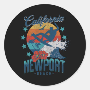 Newport Beach Californië Surfen Vintage Vakantie Ronde Sticker