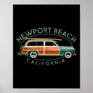 Newport Beach Californië Vintage Surfen  Poster