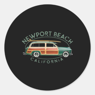 Newport Beach Californië Vintage Surfen Ronde Sticker