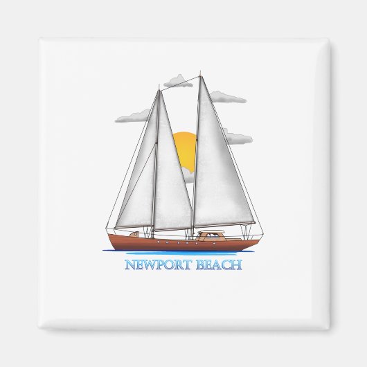 Newport Beach Kust Zeilboot Zeiler Magneet (Voorkant)