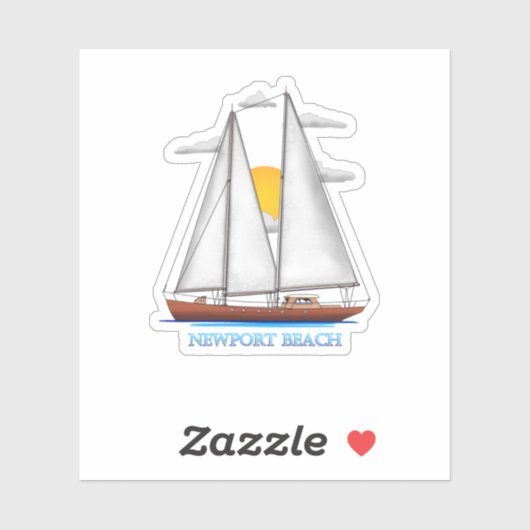 Newport Beach Kust Zeilboot Zeiler Sticker (Vel)