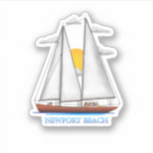 Newport Beach Kust Zeilboot Zeiler Sticker (Voorkant)