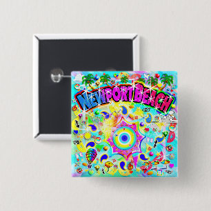 Newport Beach Mystic Dance  Vierkante Button 5,1 Cm