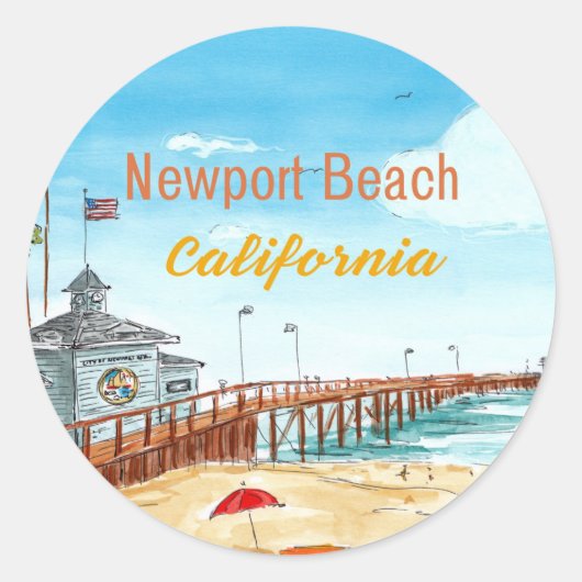 Newport Beach Pier Sticker (Voorkant)