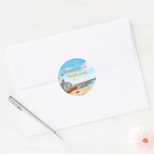 Newport Beach Pier Sticker (Envelop)