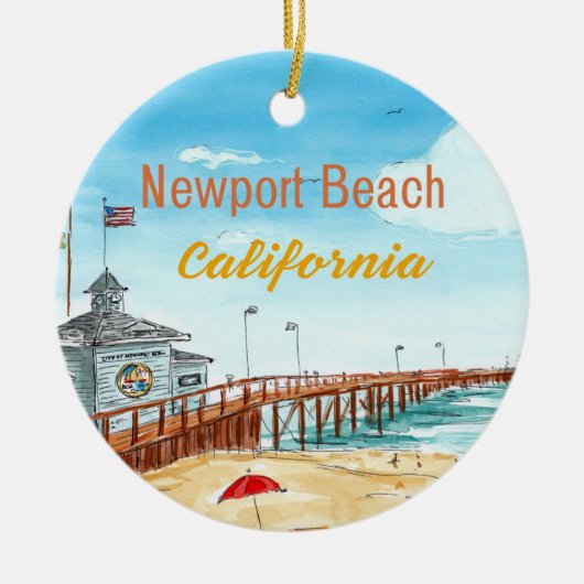 Newport Beach Pier-versiering Keramisch Ornament (Voorkant)