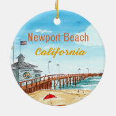 Newport Beach Pier-versiering Keramisch Ornament (Achterkant)