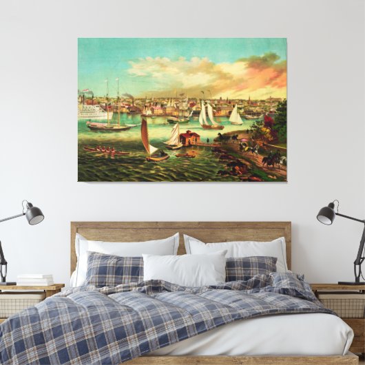 Newport Beach, Rhode Island (1876) Canvas Afdruk (Insitu (Slaapkamer))