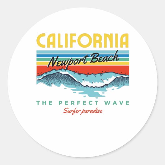 Newport Beach Ronde Sticker (Voorkant)