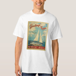 Newport Beach Sailboot Vintage Travel California T-shirt
