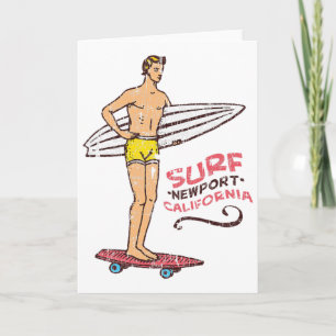 Newport Beach Surf Vintage Retro Surfplank 60s 70s Kaart