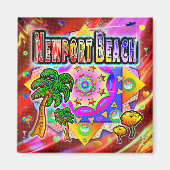 Newport Beach Tropical Friends Magnet (Voorkant)