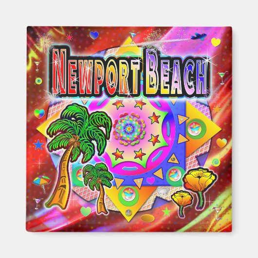 Newport Beach Tropical Friends Magnet (Voorkant)