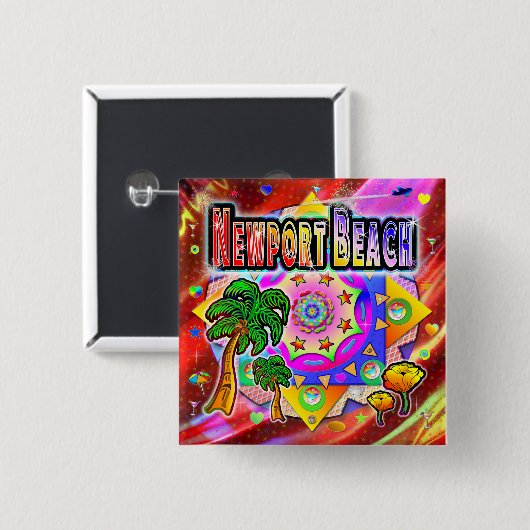 Newport Beach Tropische Friends Button (Voorkant /achterkant)
