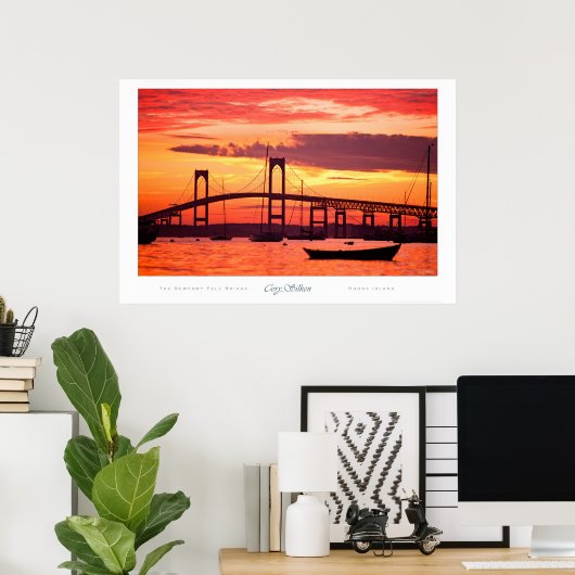 Newport Bridge op Sunset Poster (Thuiskantoor)