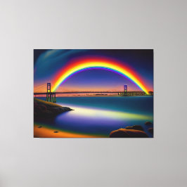 Newport Bridge, Zomernachten, Regenboog Canvas Afdruk