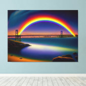 Newport Bridge, Zomernachten, Regenboog Canvas Afdruk (Insitu (Houten vloer))