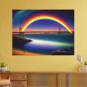 Newport Bridge, Zomernachten, Regenboog Canvas Afdruk (Insitu (Woonkamer))