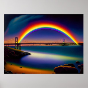 Newport Bridge, Zomernachten, Regenboog Poster