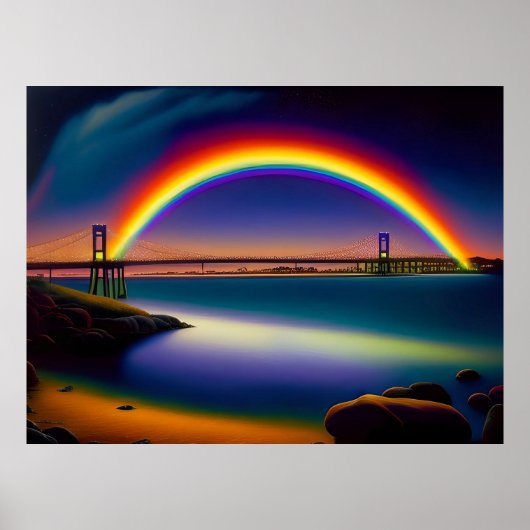 Newport Bridge, Zomernachten, Regenboog Poster (Voorkant)