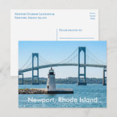 Newport Harbor Lighthouse Bridge Rhode Island RI Briefkaart (Voorkant / Achterkant)