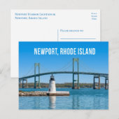 Newport Harbor Lighthouse Bridge Rhode Island RI Briefkaart (Voorkant / Achterkant)